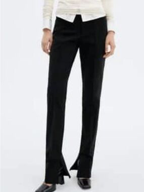 MNG Split hem Trousers Dress pant Black Womens plus 18 Career Capsule Staple